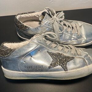 Golden goose sneakers silver glitter size 7.5